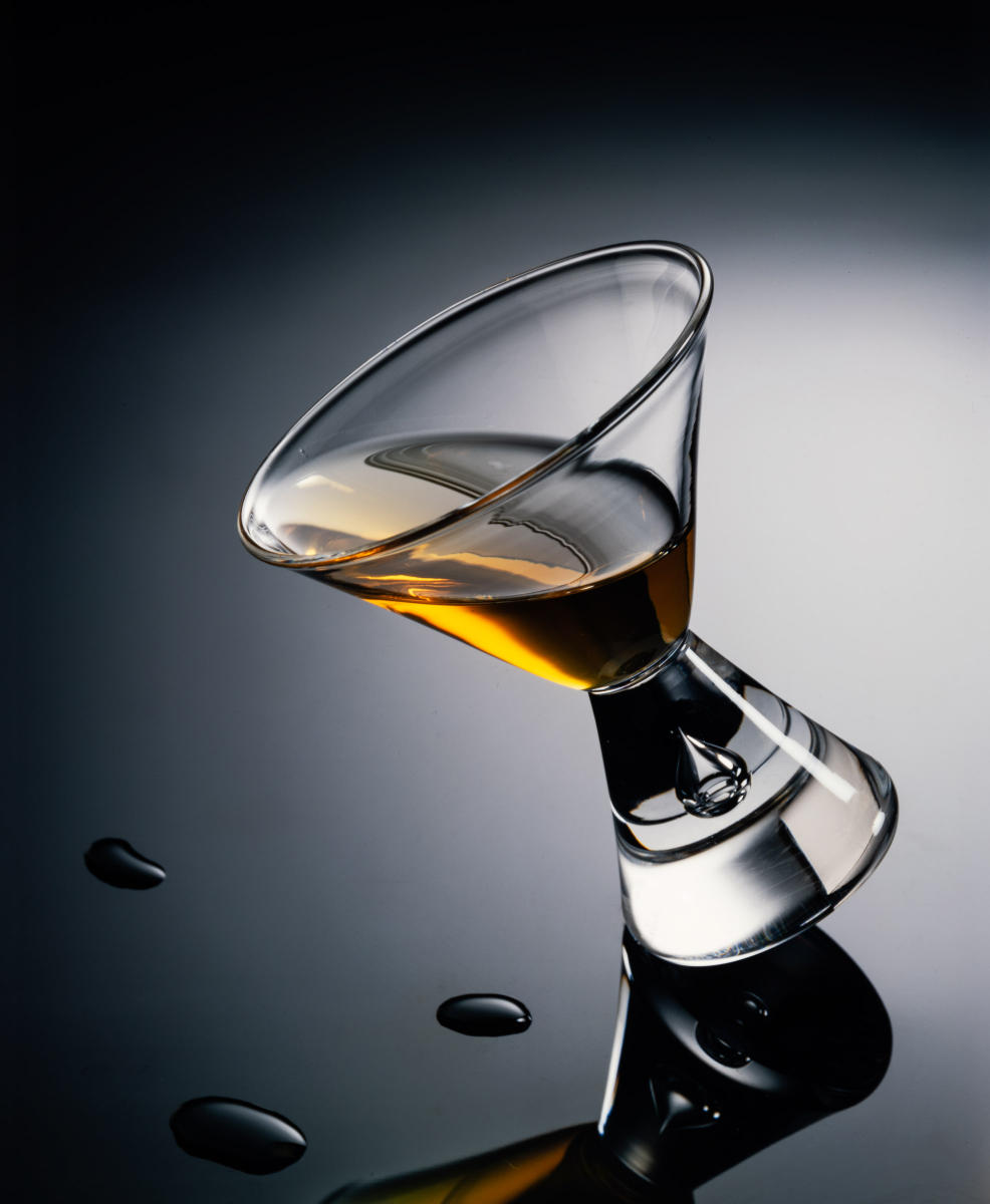 Liquor in glass still life photograph.